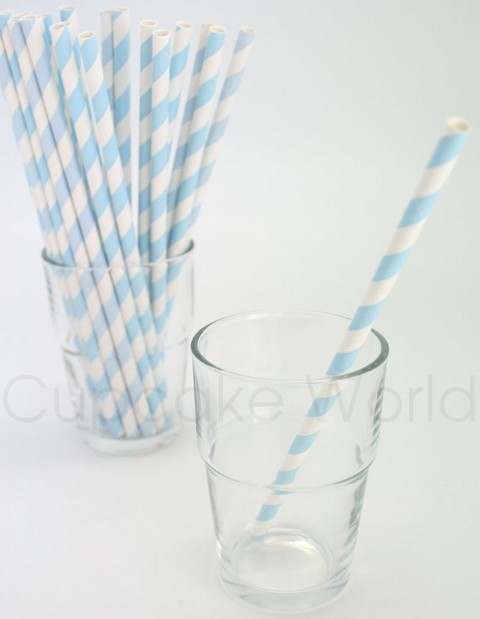 ROBERT GORDON RETRO PARTY PAPER STRAWS BABY BLUE STRIPE 24PK ROBERT GORDON RETRO PARTY PAPER STRAWS BABY BLUE STRIPE 24PK